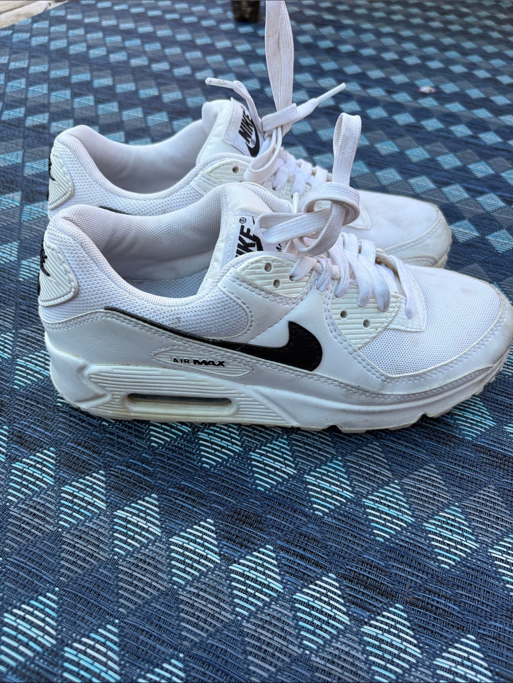 Nike Air Max White Sneakers with Black Swoosh size 8